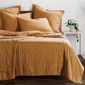 Stonewashed Garment Dyed Cotton Coverlet in Terracotta