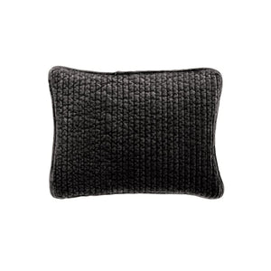 Stonewashed Cotton Velvet Boudoir Pillow Black