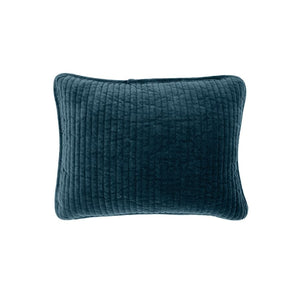 Stonewashed Cotton Velvet Boudoir Pillow Deep Blue