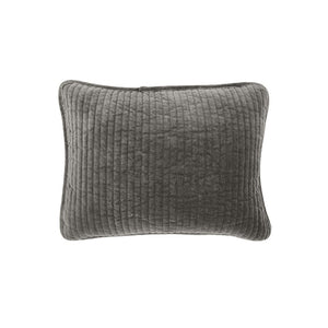Stonewashed Cotton Velvet Boudoir Pillow Gray