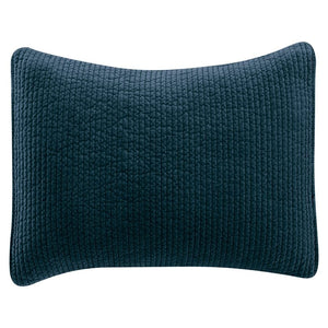 Stonewashed Cotton Velvet Pillow Sham Deep Blue
