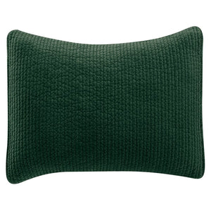 Stonewashed Cotton Velvet Pillow Sham Emerald