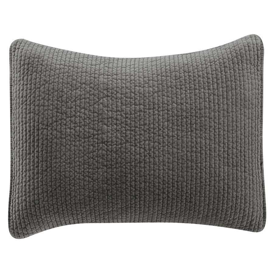 Stonewashed Cotton Velvet Pillow Sham Gray