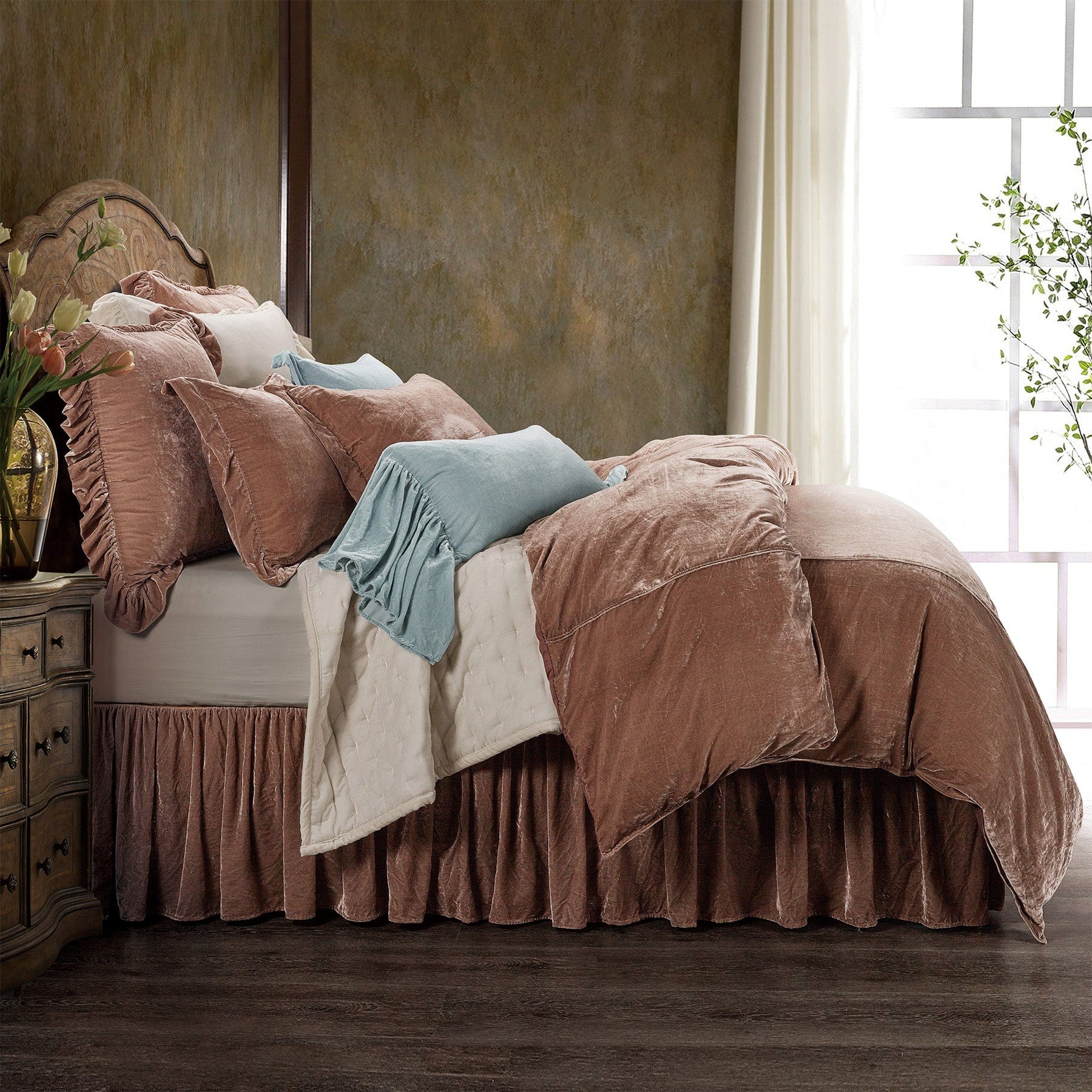 Stella Duvet Cover Set - Dusty Rose