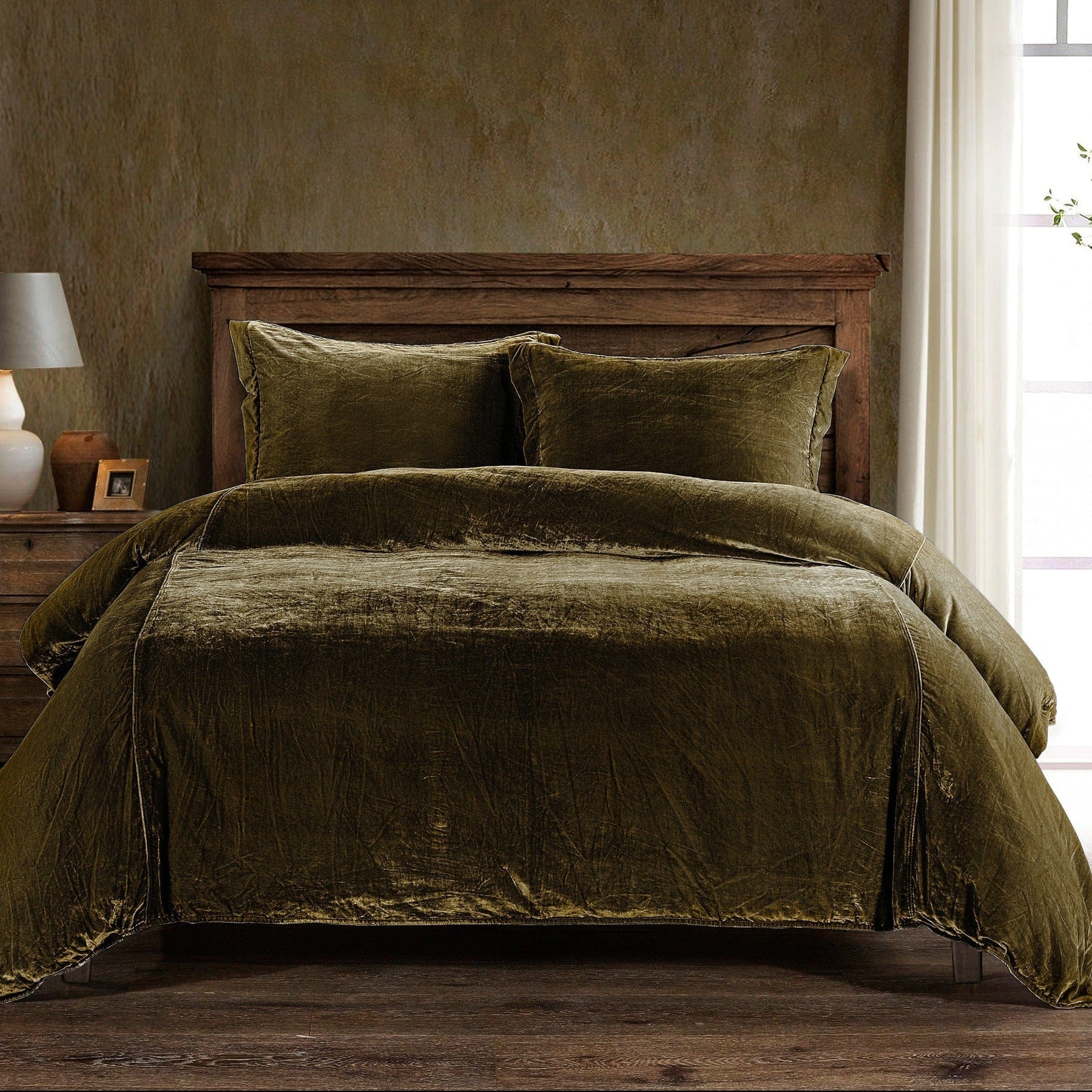 Stella Duvet Cover Set - Green Ochre