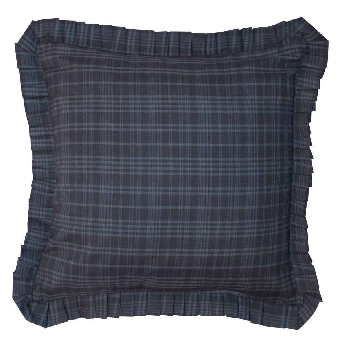 Indigo Plaid Ruffled Toss Pillow