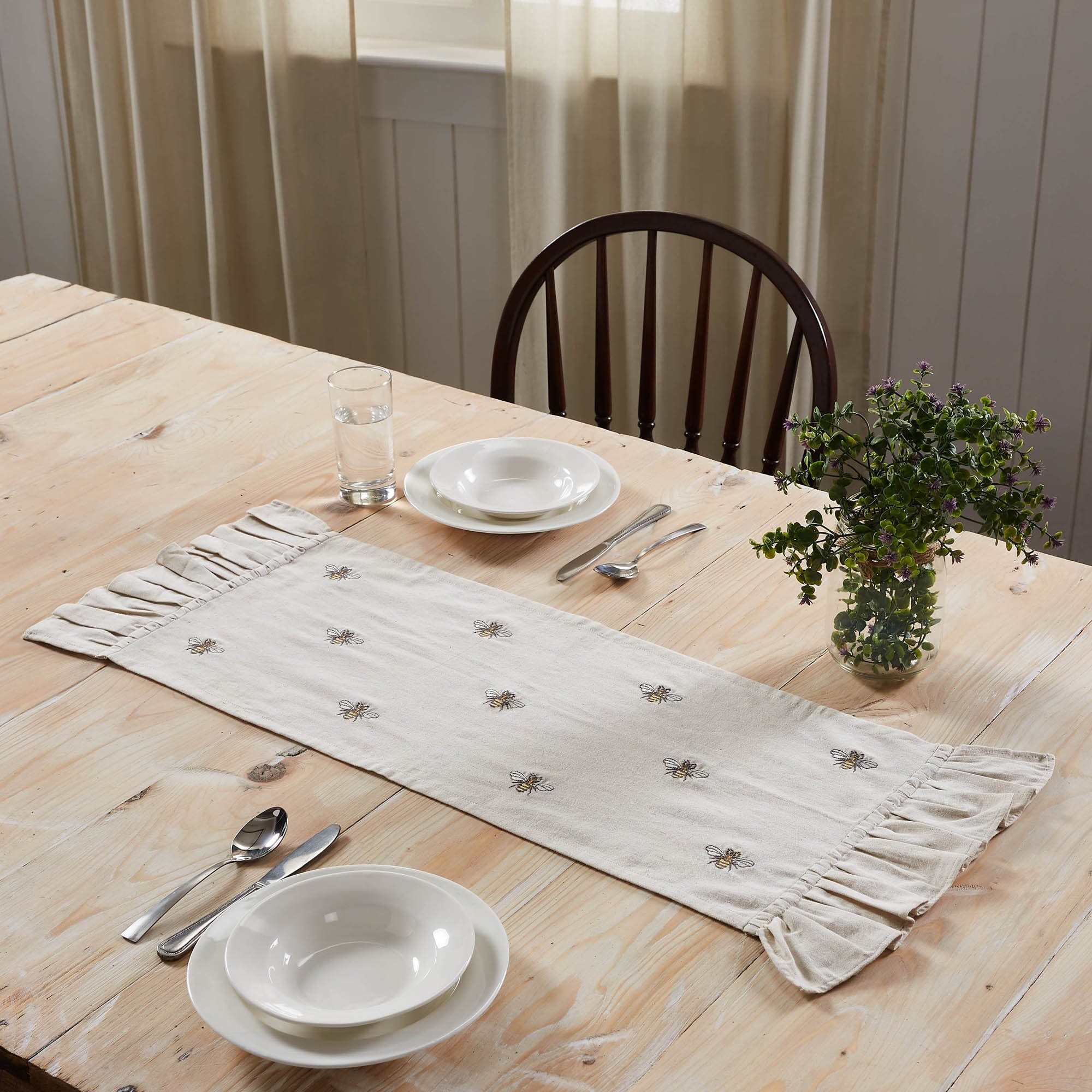 Embroidered Bee Table Runner