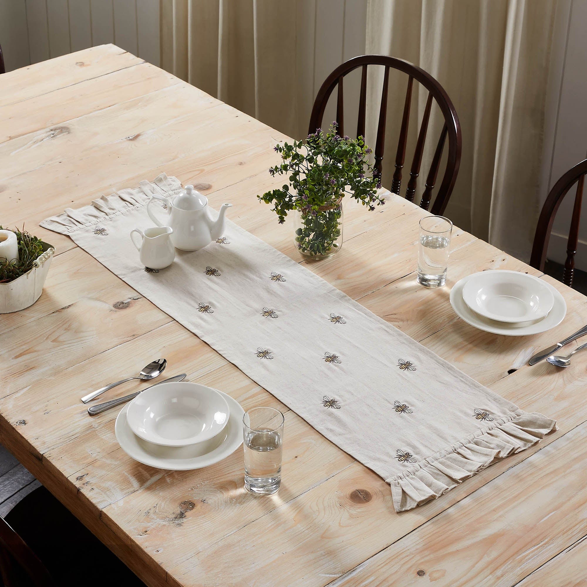 Embroidered Bee Table Runner