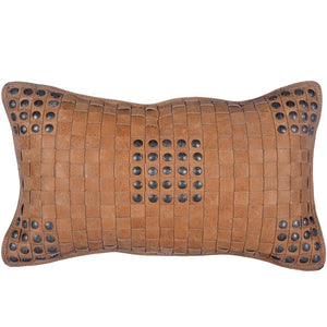 Leather Pillow with Stud Accent
