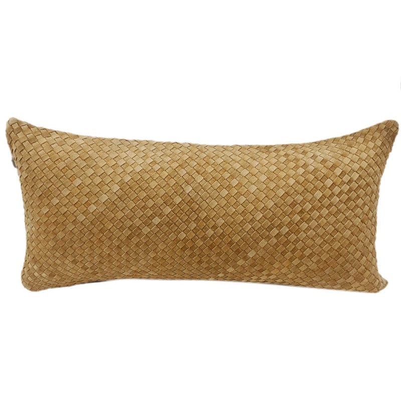 Woven Suede Lumbar Pillow in Hazel Brown