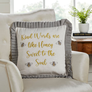 Embroidered Bee Honey Pillow