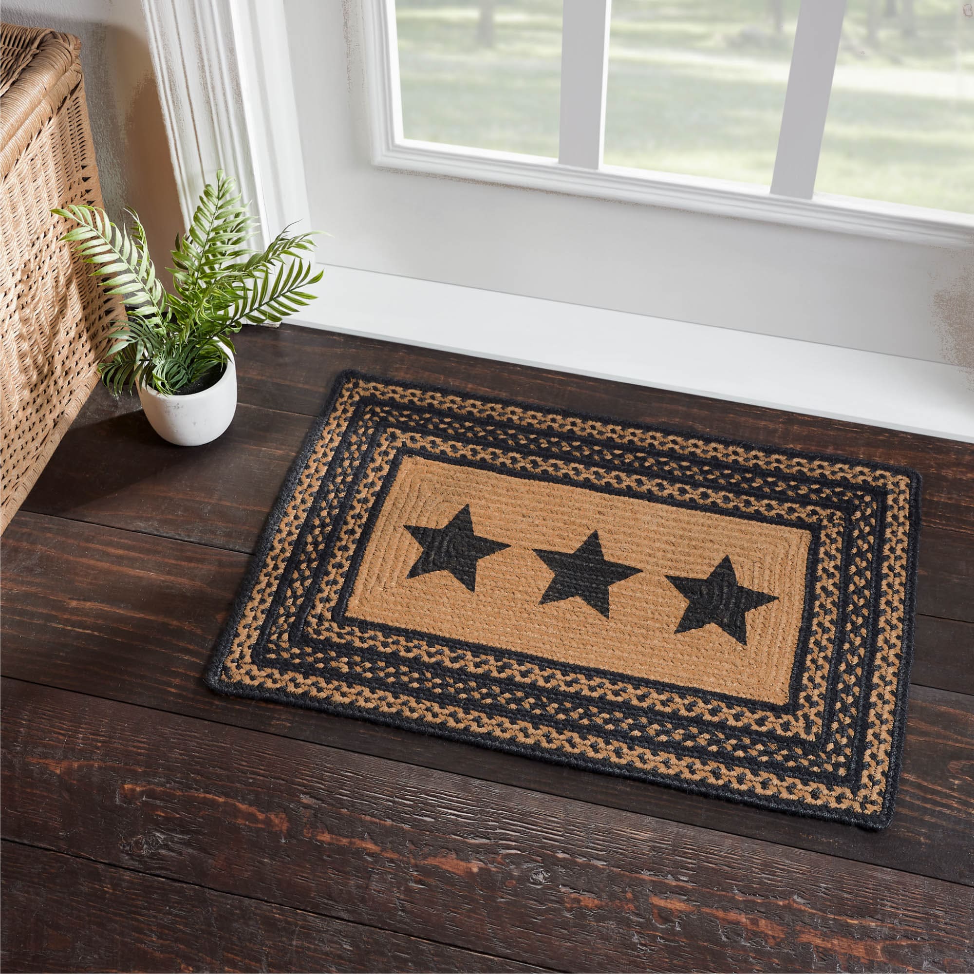 Rustic Star Rugs Entry Rug Farmhouse Rectangle Stencil Star Rug - Retro Barn Country Linens