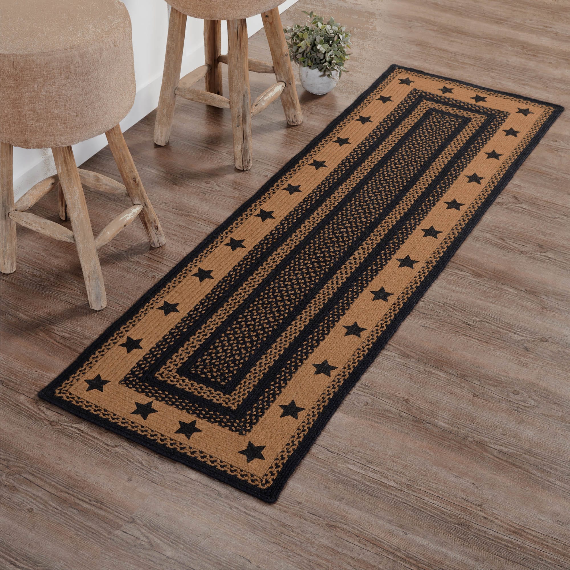 Rustic Star Rugs Entry Rug Farmhouse Rectangle Stencil Star Rug - Retro Barn Country Linens