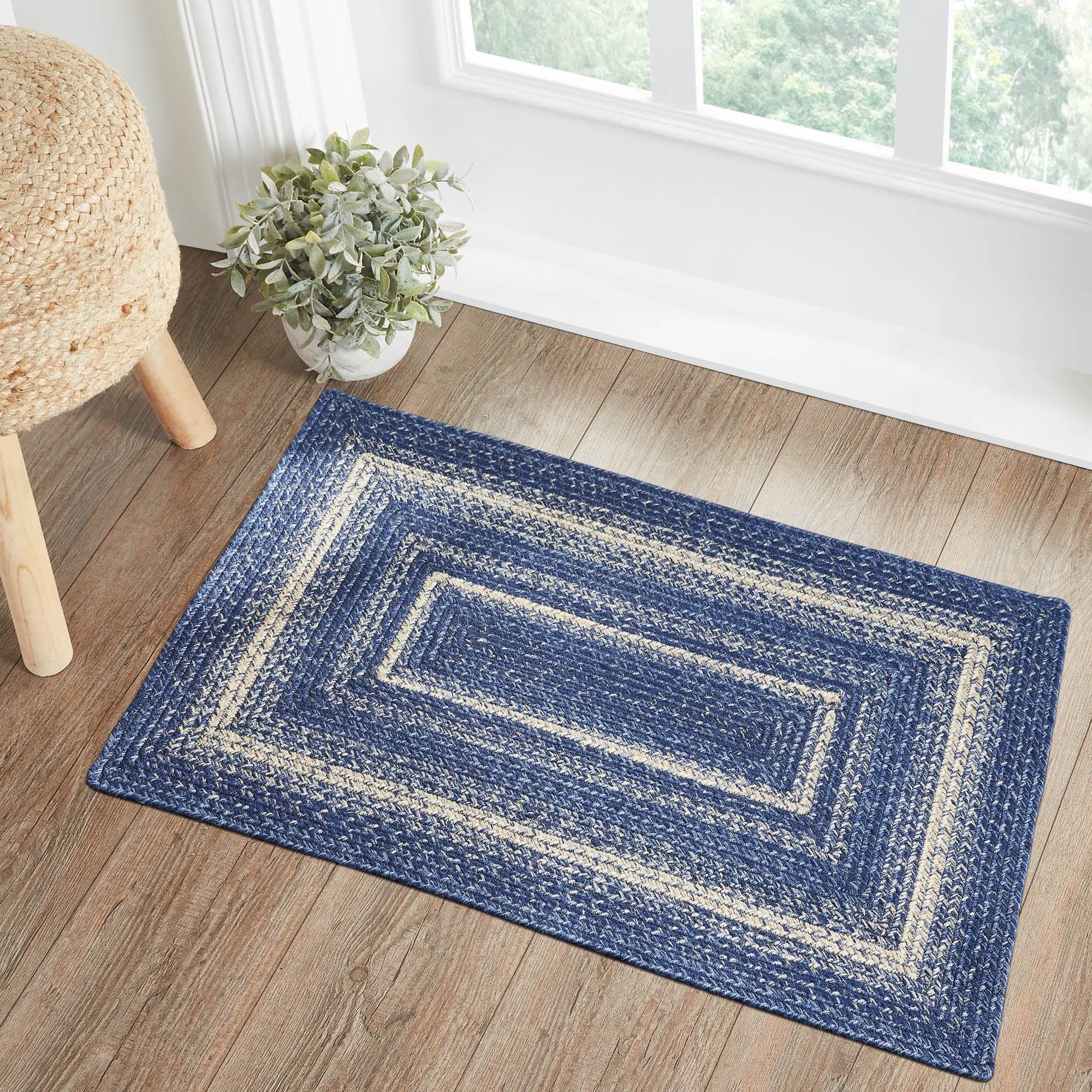 Great Falls Jute Rectangle Braided Rug w/ Pad