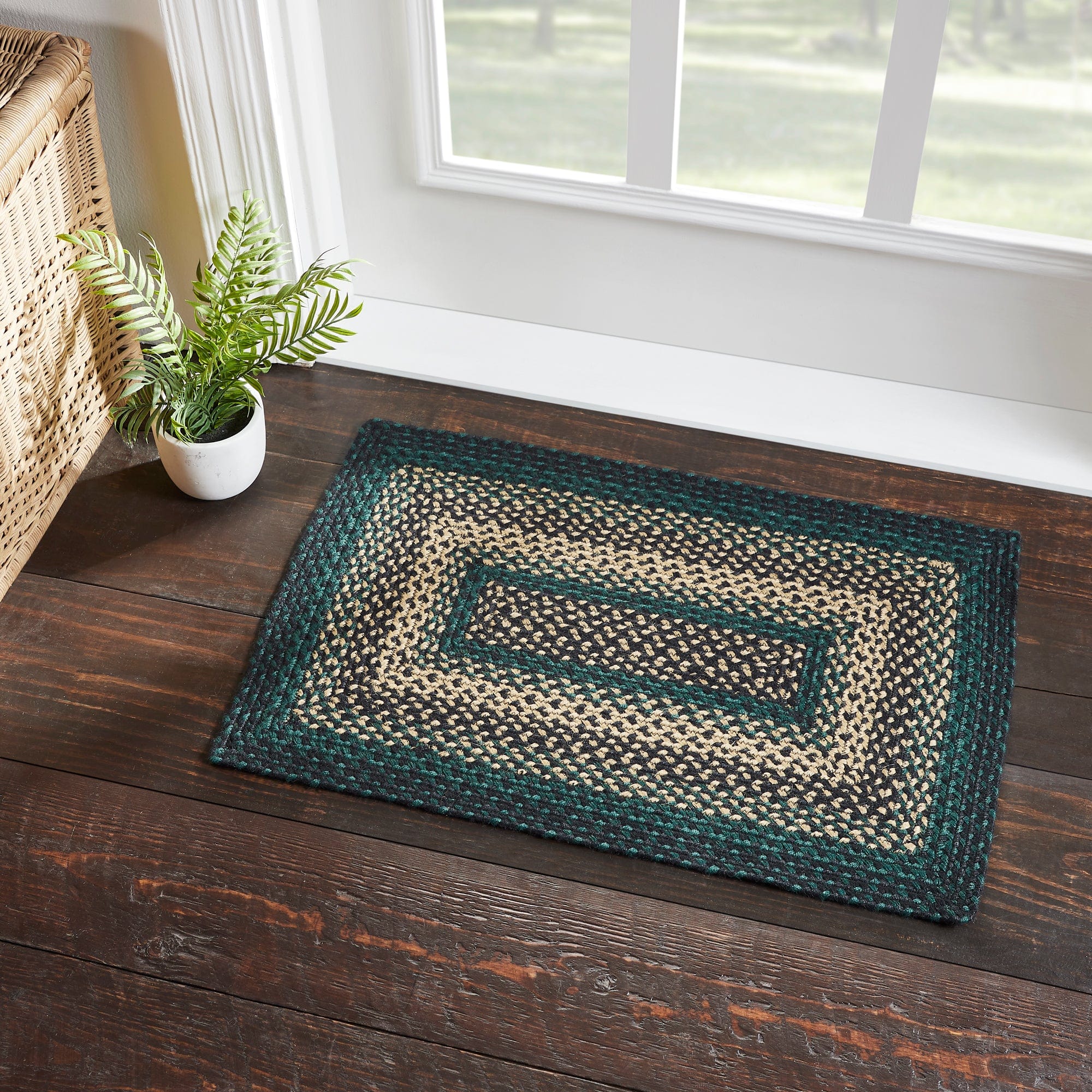 Pine Grove Rectangle Braided Rug w/ Pad