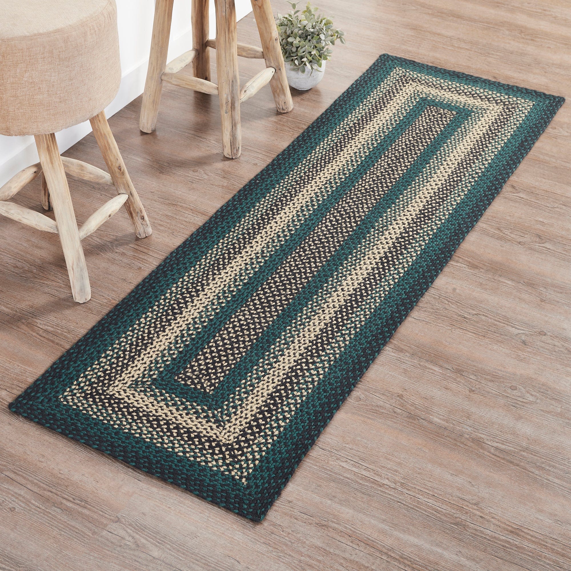 Pine Grove Rectangle Braided Rug w/ Pad