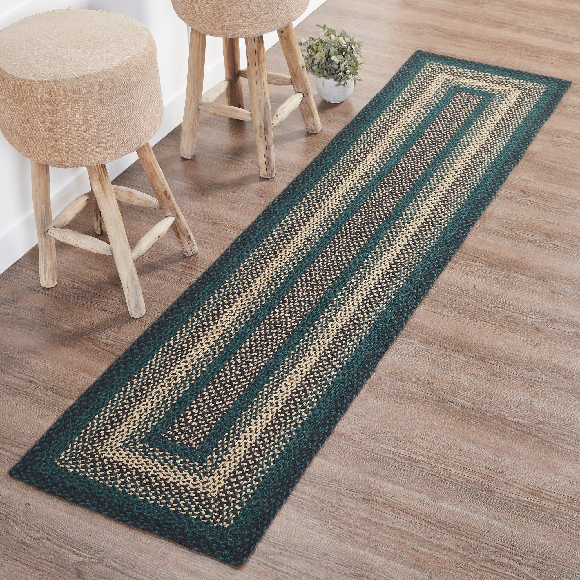 Pine Grove Rectangle Braided Rug w/ Pad