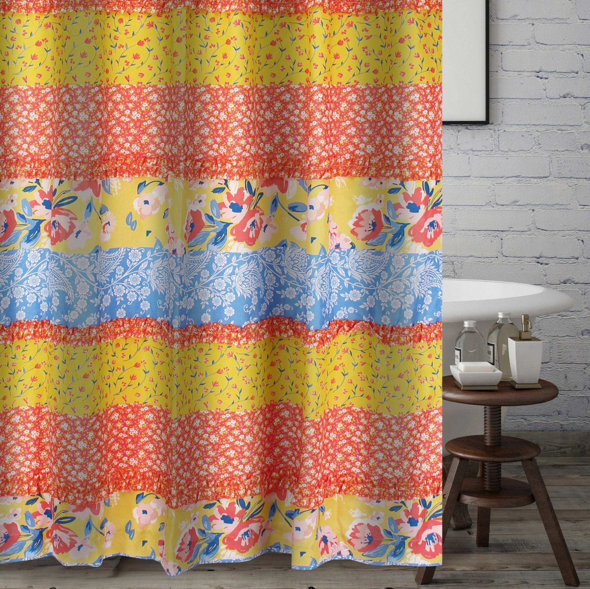 Skylar Calico Shower Curtain