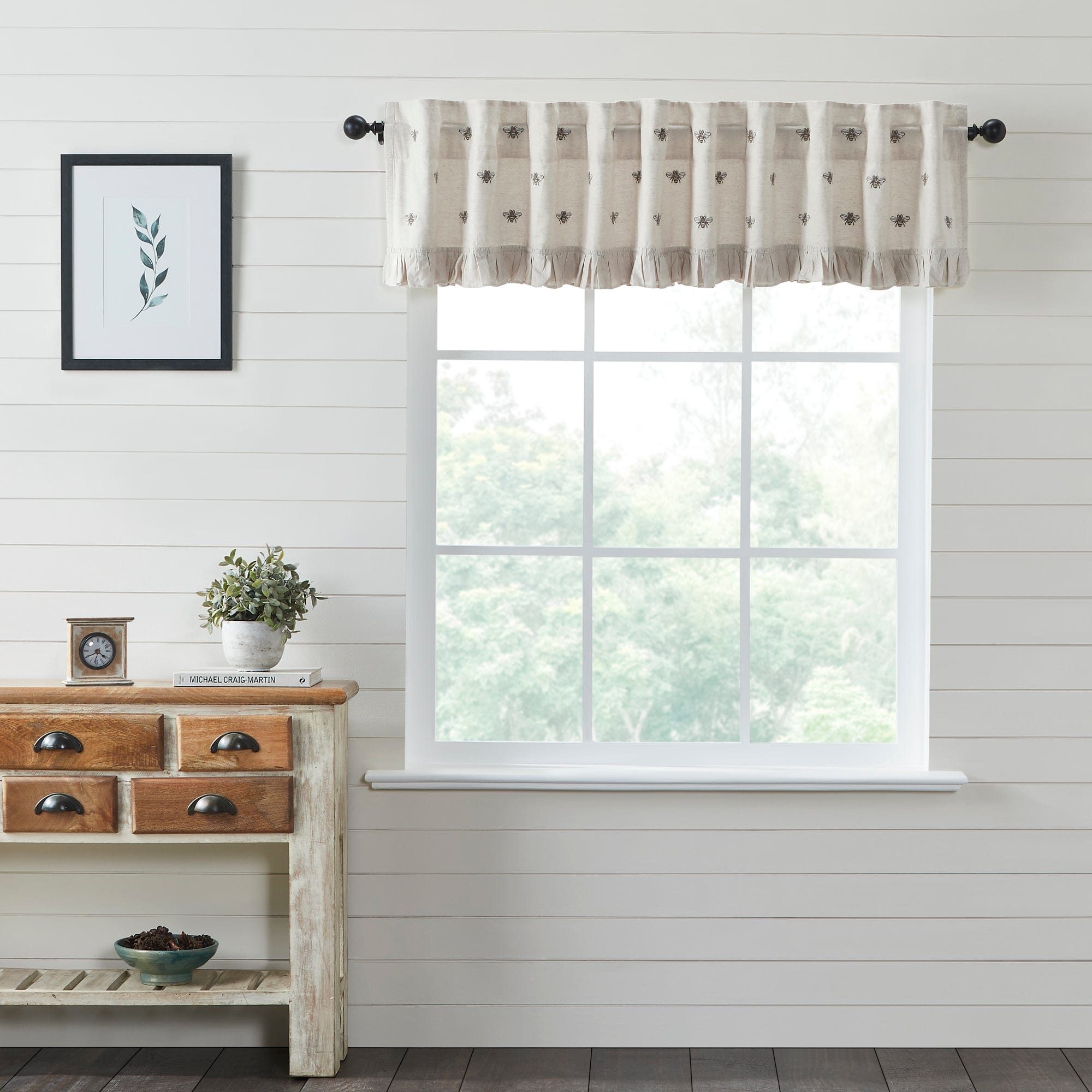 Embroidered Bee Valance