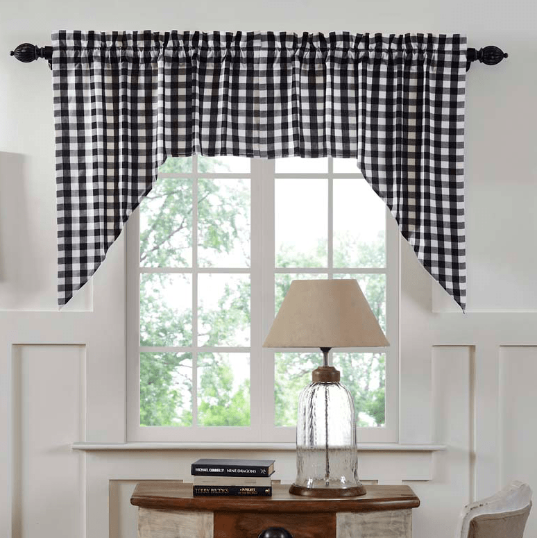 Black and White Check Homespun Valances CLEARANCE ITEMS 