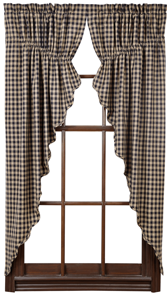 Black Check Prairie Curtain
