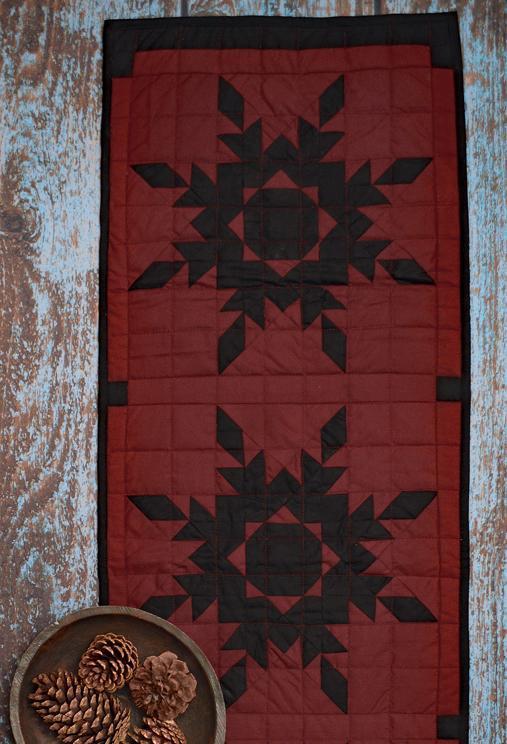 Black Feathered Star Table Runner