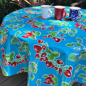 Blue Forever 68" Round Oilcloth Tablecloth