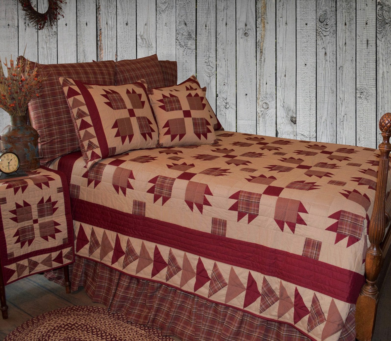 Burgundy Bear's Paw Quilt