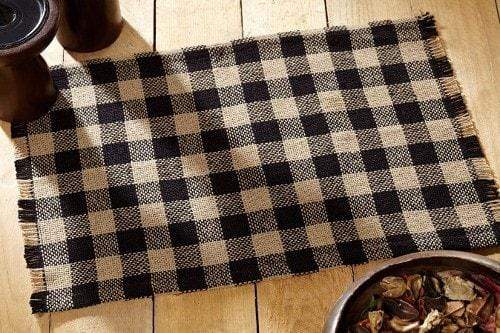 Burlap Black Check Placemat Set of 6