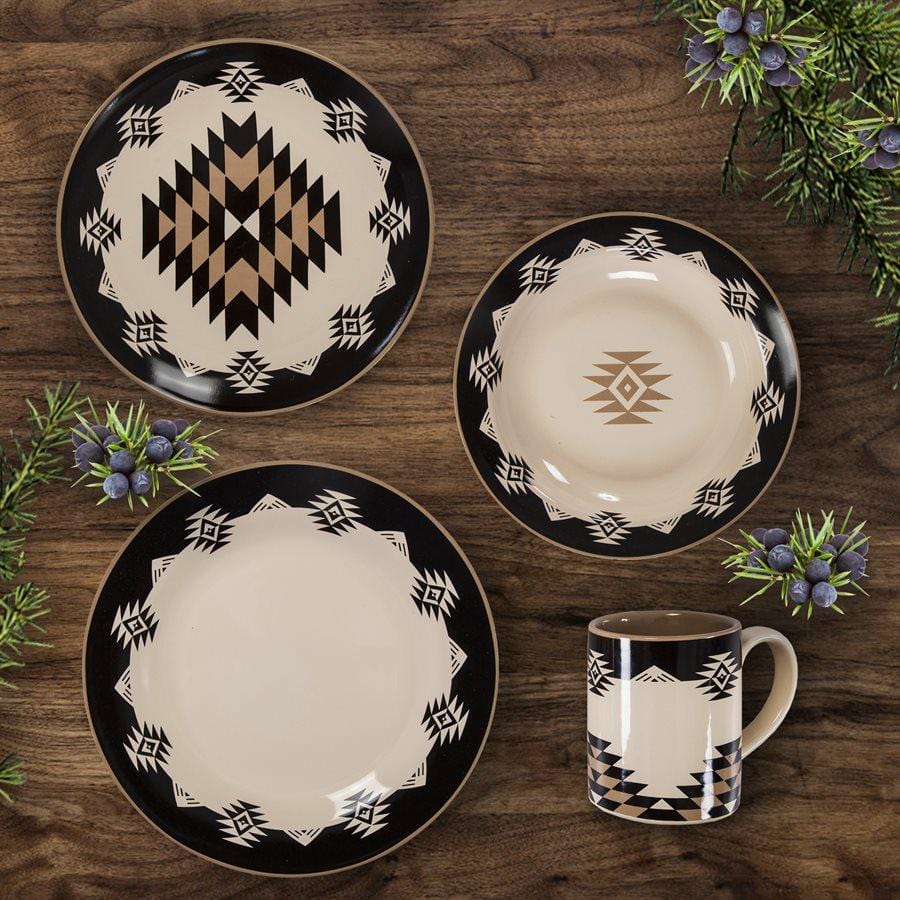 Aztec Chalet Ceramic Dinnerware 16 Piece Set