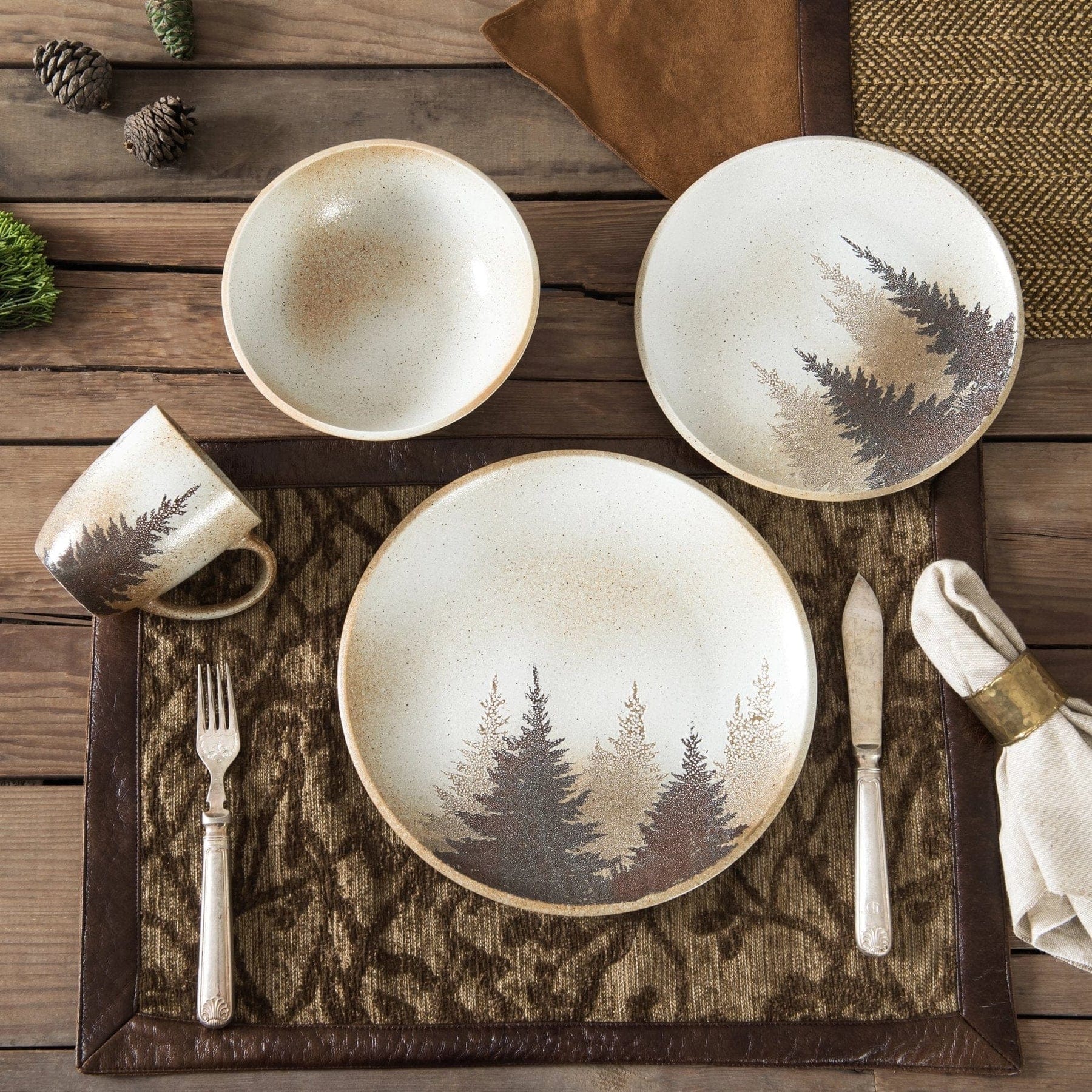 Clearwater Pines Ceramic Dinnerware 16 Piece Set