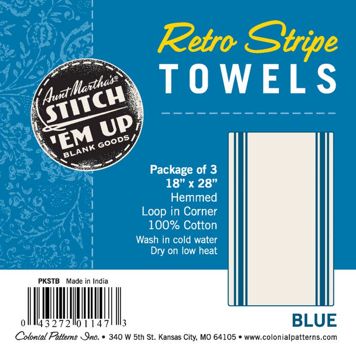 Retro Blue Stripe Towel Set