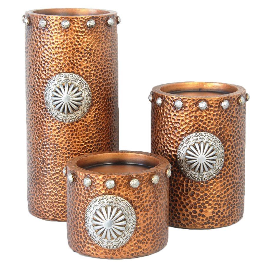 Faux Hammered Copper Candle Holder Set