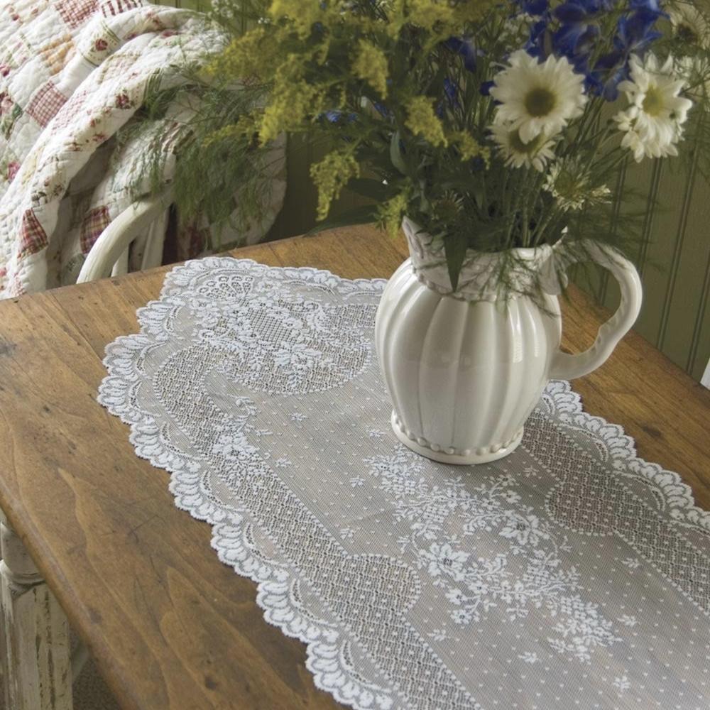 Heritage Lace 14 x 72 in. Floret Runner, White