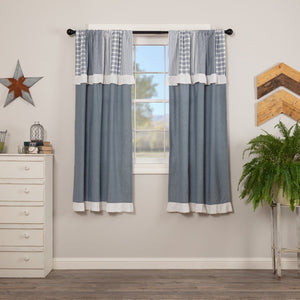 Sawyer Mill Blue 63" Panel Set with Attached Patchwork Valance