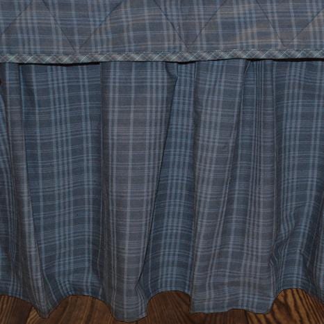 Indigo Plaid Bedskirt