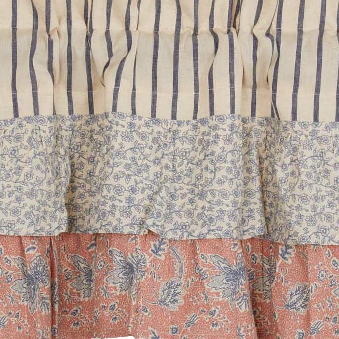 Kaila Blue Ticking Ruffled Valance