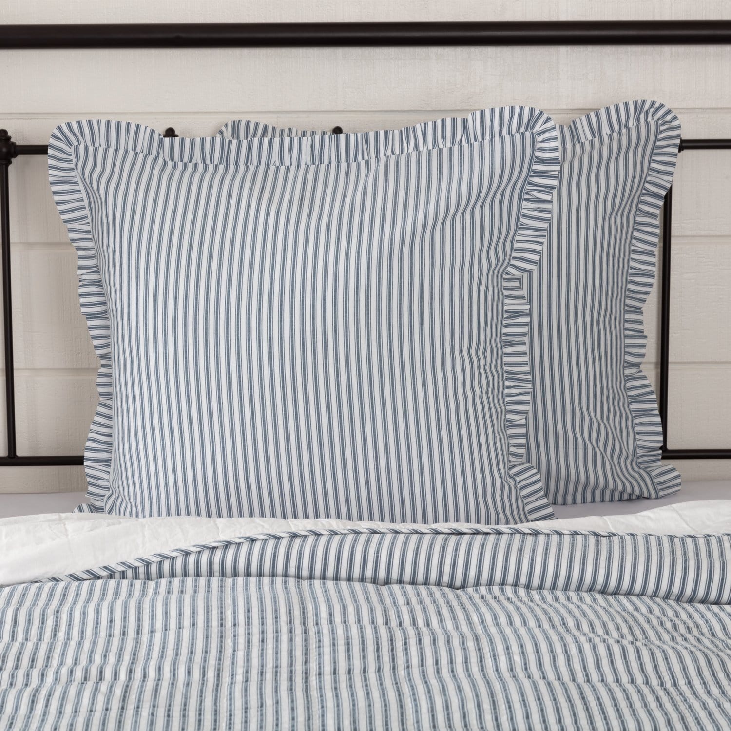 Sawyer Mill Blue Ticking Stripe Fabric Euro Sham