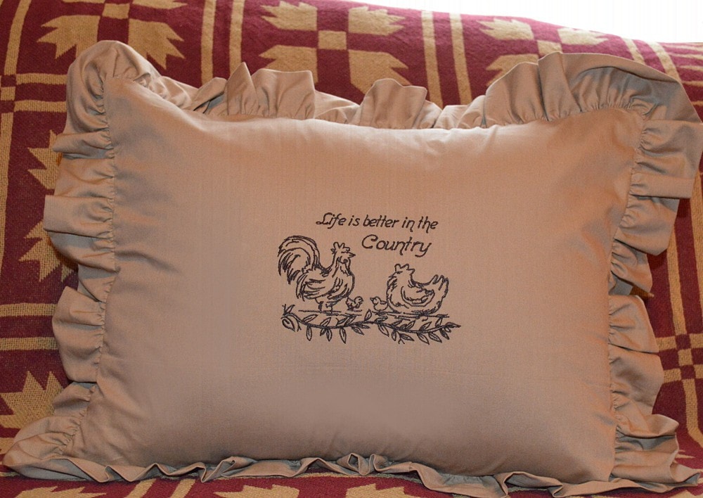 Life Is Better In The Country Embroidered Pillow
