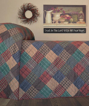 Lincoln Plaid Hand Quilted Bedspread Quilt
