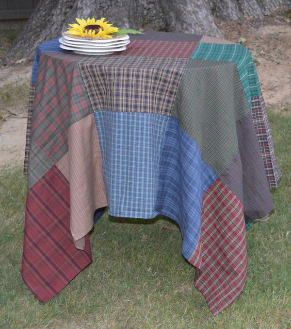 Lincoln Plaid Patchwork Tablecloth - Retro Barn Country Linens