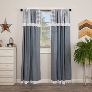 Sawyer Mill Blue 84" Panel Set with Attached Patchwork Valance