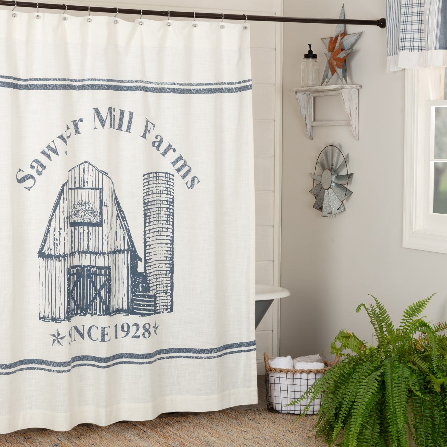 Sawyer Mill Blue Barn Shower Curtain