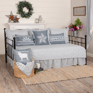 Sawyer Mill Blue Ticking Stripe 5pc Daybed Quilt Set