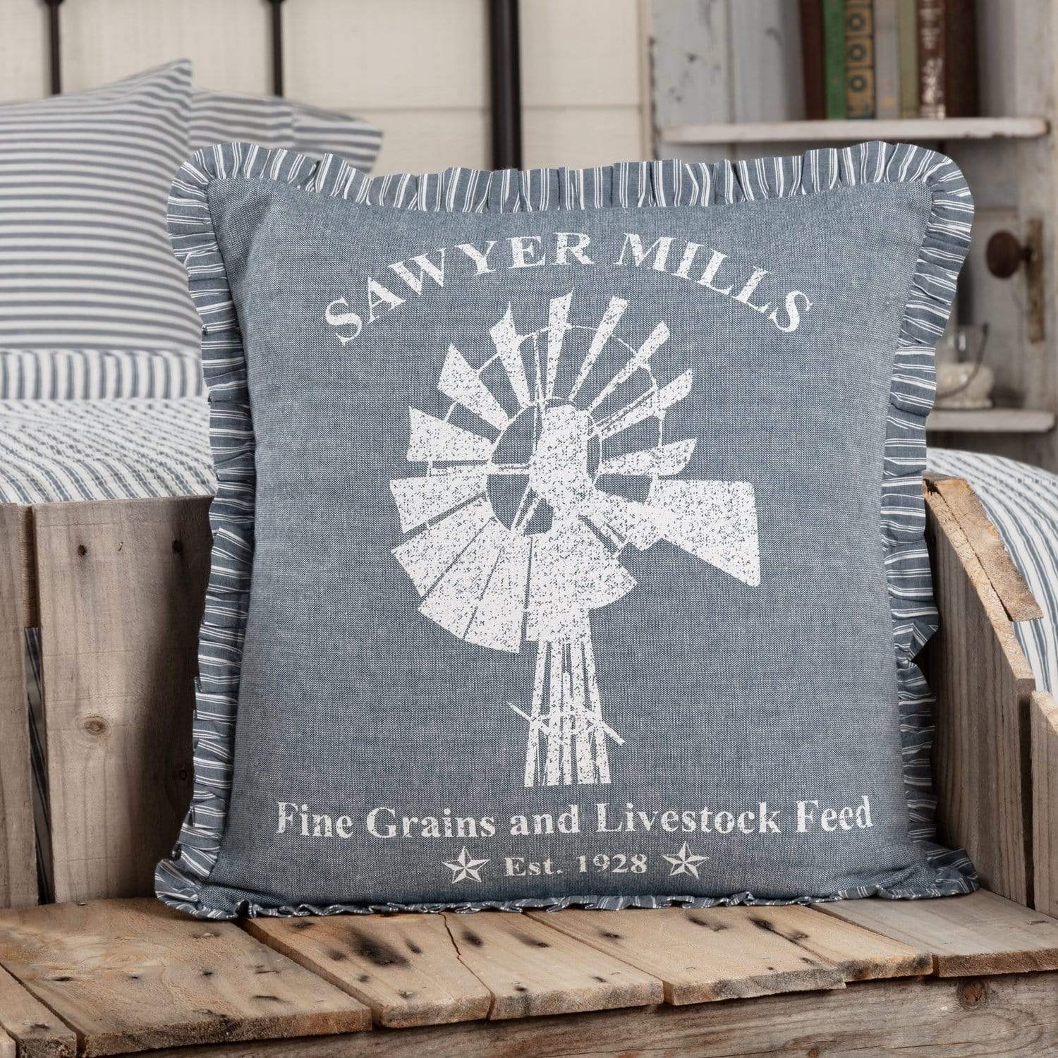 Sawyer Mill Blue Windmill Pillow