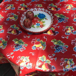 Pears and Apples 68" Round Oilcloth Tablecloth