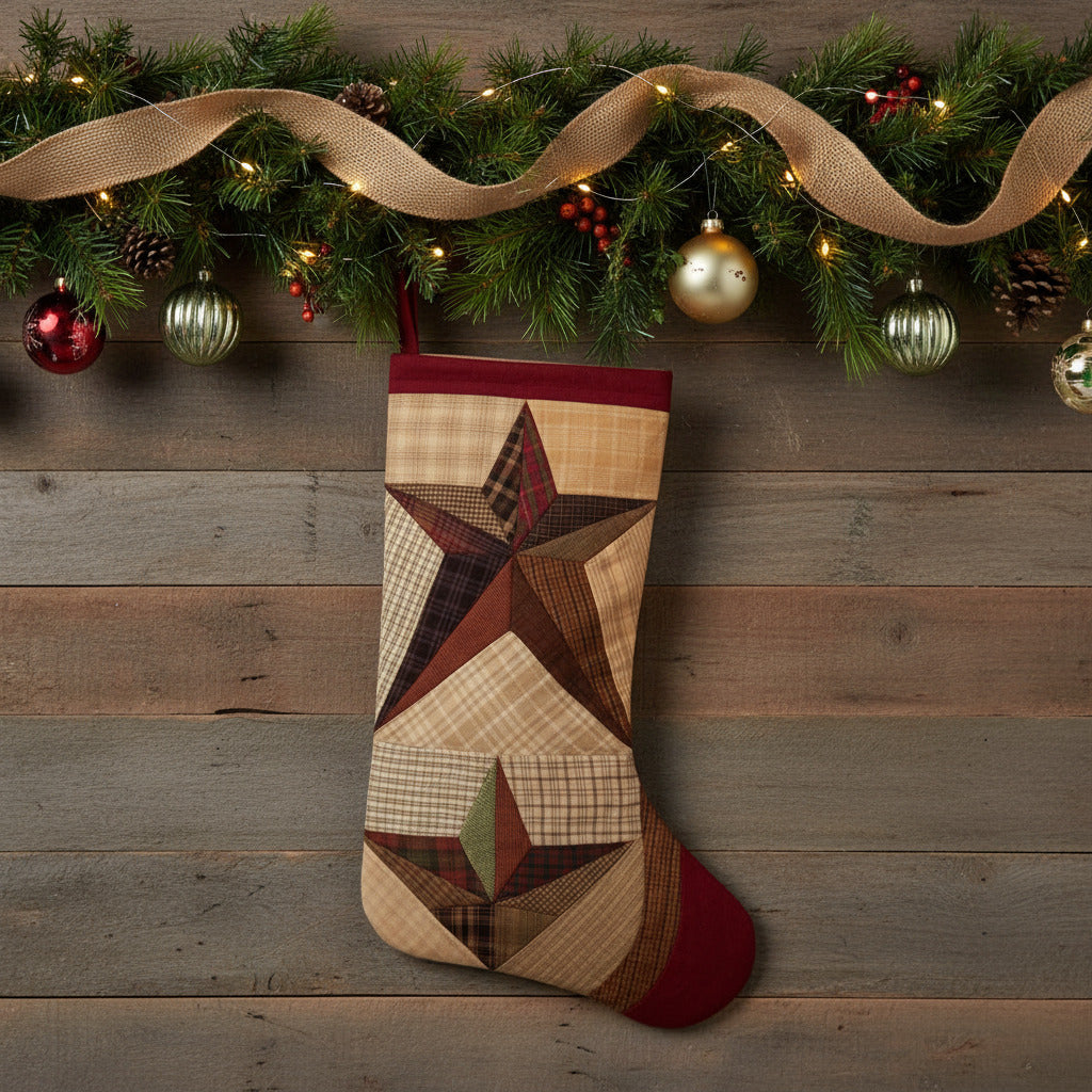 Scrappy Star Quilted Stocking