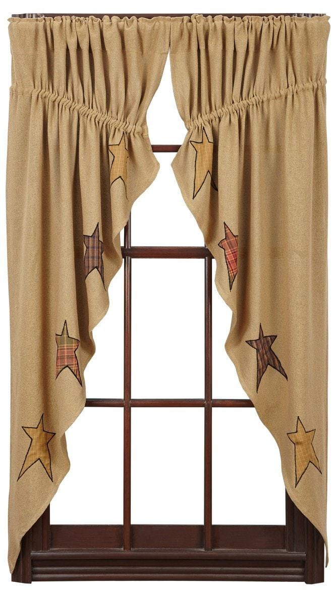 Stratton Burlap Applique Star Prairie Curtain