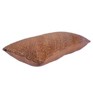 Woven Suede Lumbar Pillow in Hazel Brown