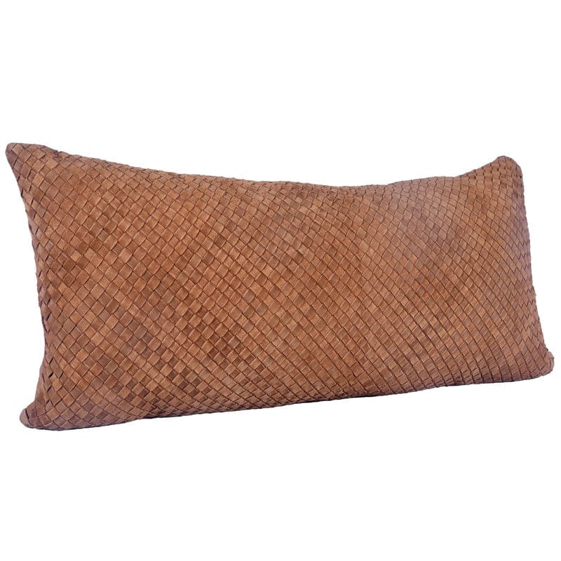 Woven Suede Lumbar Pillow in Hazel Brown